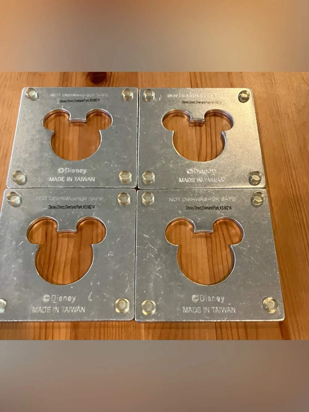 EUC Disney Mickey Silver Metal Coasters- Set of 4